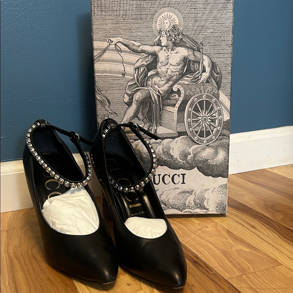 Gucci Black Heels with Embellished Strap